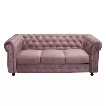 Canapea CHESTERFIELD extensibila, 3 locuri, cu arcuri si lada depozitare, roz prafuit, 215x90x80 cm imagine