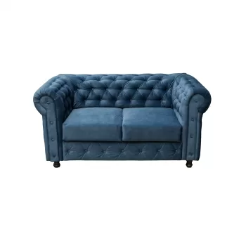 Canapea CHESTERFIELD fixa, 2 locuri, cu arcuri, albastru, 168x90x80 cm imagine