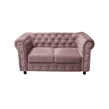 Canapea CHESTERFIELD fixa, 2 locuri, cu arcuri, roz prafuit, 168x90x80 cm imagine