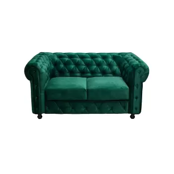 Canapea CHESTERFIELD fixa, 2 locuri, cu arcuri, verde, 168x90x80 cm imagine
