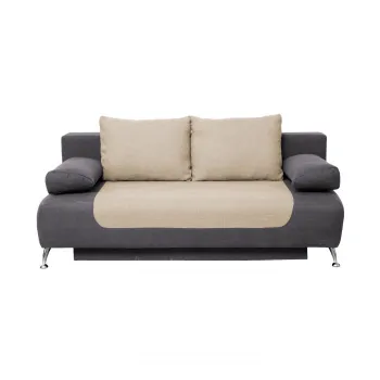 Canapea DARIA extensibila, 3 locuri, cu arcuri si lada depozitare, gri + bej, 195x98x74 cm imagine