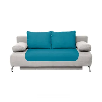 Canapea DARIA extensibila, 3 locuri, cu arcuri si lada depozitare, gri + turcoaz, 195x98x74 cm imagine