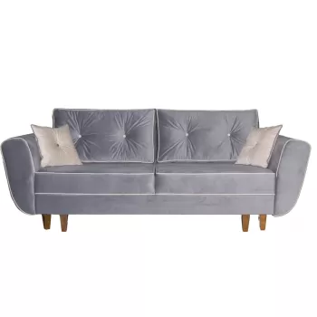 Canapea ELIZA extensibila, 3 locuri, cu arcuri, lada depozitare, gri, 240x110x90 cm imagine