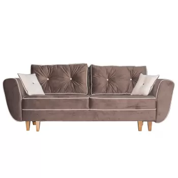 Canapea ELIZA extensibila, 3 locuri, cu arcuri, lada depozitare, maro, 240x110x90 cm imagine