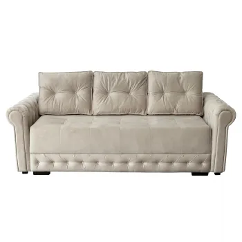 Canapea ERIKA extensibila, 3 locuri, cu arcuri si lada depozitare, crem, 240x110x80 cm imagine
