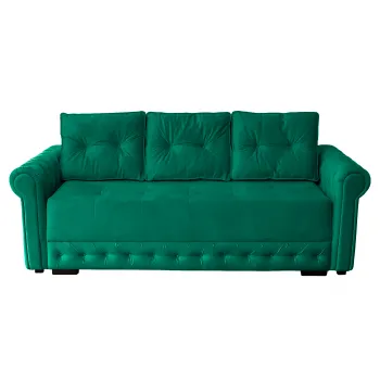 Canapea ERIKA extensibila, 3 locuri, cu arcuri si lada depozitare, verde, 240x110x80 cm imagine