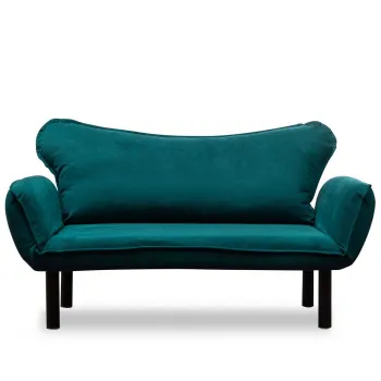 Canapea extensibila CHATTO, 2 locuri, albastru petrol, 150x70x75 cm imagine