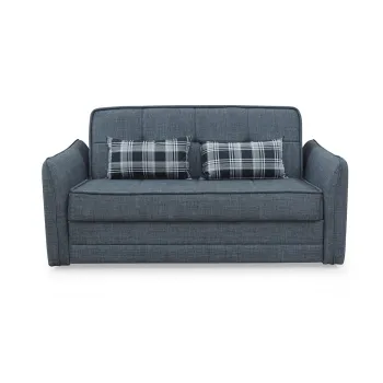 Canapea extensibila DREW, 2 locuri, cu arcuri si lada pentru depozitare, gri inchis + print, 175x110x88 cm imagine