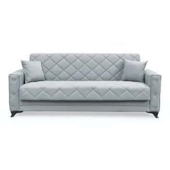 Canapea extensibila HEGEL, 3 locuri, cu arcuri si lada pentru depozitare, gri deschis, 228x85x85 cm imagine