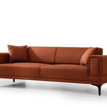 Canapea extensibila HORIZON, 3 locuri, rosu de tigla, 230x95x77 cm imagine