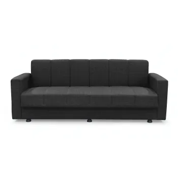 Canapea extensibila MARBELLA ONE, 3 locuri, cu arcuri si lada depozitare, antracit, 214x73x80 cm imagine