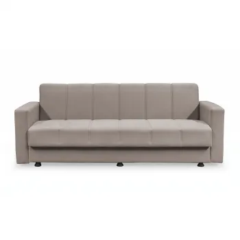 Canapea extensibila MARBELLA ONE, 3 locuri, cu arcuri si lada depozitare, bej, 214x73x80 cm imagine