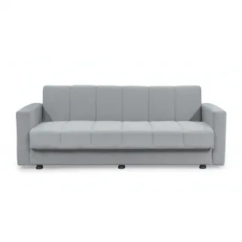 Canapea extensibila MARBELLA ONE, 3 locuri, cu arcuri si lada depozitare, gri deschis, 214x73x80 cm imagine