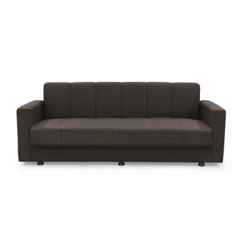 Canapea extensibila MARBELLA ONE, 3 locuri, cu arcuri si lada depozitare, maro inchis, 214x73x80 cm imagine