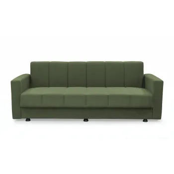 Canapea extensibila MARBELLA ONE, 3 locuri, cu arcuri si lada depozitare, verde, 214x73x80 cm imagine