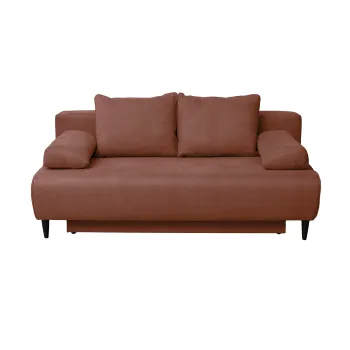Canapea extensibila MARIA, 3 locuri, cu arcuri si lada depozitare, caramiziu, 195x97x76 cm imagine