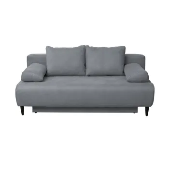 Canapea extensibila MARIA, 3 locuri, cu arcuri si lada depozitare, gri inchis, 195x97x76 cm imagine