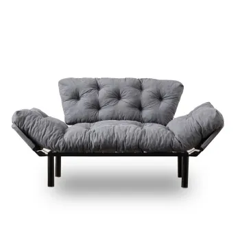 Canapea extensibila NITTA, 2 locuri, gri, 155x70x85 cm imagine