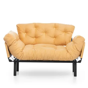 Canapea extensibila NITTA, 2 locuri, mustar, 155x70x85 cm imagine