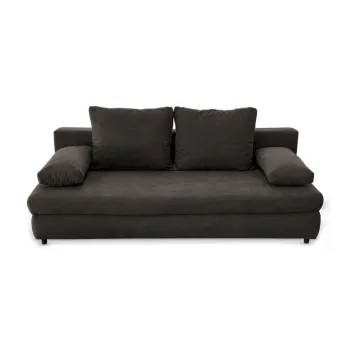 Canapea extensibila OLIMP, 3 locuri, cu arcuri si lada depozitare, maro, 203x100x85 cm imagine
