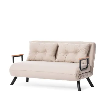 Canapea extensibila SANDO, 2 locuri, crem, 133x78x78 cm imagine