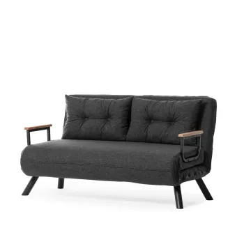 Canapea extensibila SANDO, 2 locuri, gri inchis, 133x78x78 cm imagine