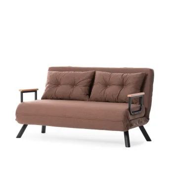 Canapea extensibila SANDO, 2 locuri, maro deschis, 133x78x78 cm imagine