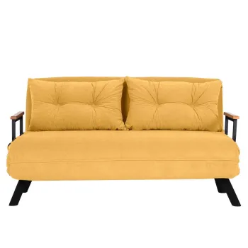 Canapea extensibila SANDO, 2 locuri, mustar, 133x78x78 cm imagine