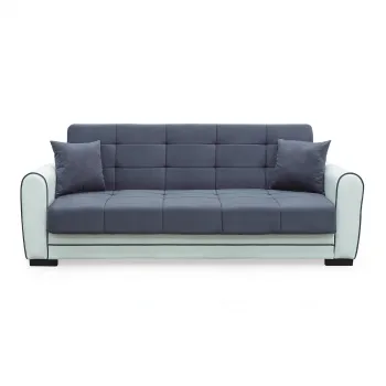 Canapea extensibila VIOLA, 3 locuri, cu arcuri si lada pentru depozitare, alb + gri, 228x85x85 cm imagine