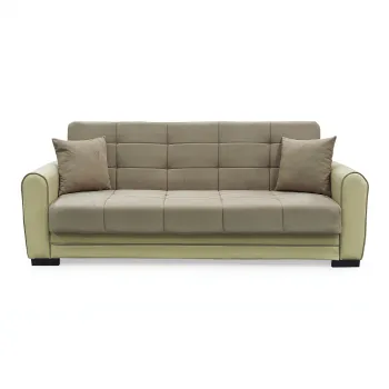 Canapea extensibila VIOLA, 3 locuri, cu arcuri si lada pentru depozitare, crem + maro, 228x85x85 cm imagine