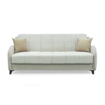 Canapea extensibila WAVE, 3 locuri, cu arcuri si lada pentru depozitare, bej + maro, 198x80x85 cm imagine