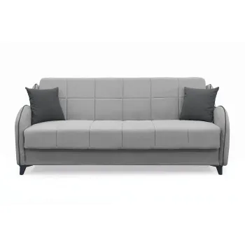 Canapea extensibila WAVE, 3 locuri, cu arcuri si lada pentru depozitare, gri deschis + gri inchis, 198x80x85 cm imagine