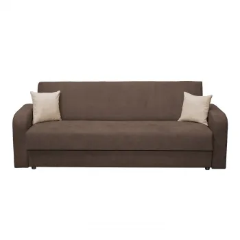 Canapea FANTAZI S extensibila, 3 locuri, cu arcuri, lada depozitare, maro + bej, 225x80x90 cm imagine