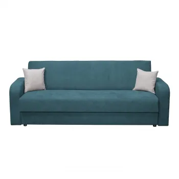 Canapea FANTAZI S extensibila, 3 locuri, cu arcuri, lada depozitare, turcoaz + gri deschis, 225x80x90 cm imagine