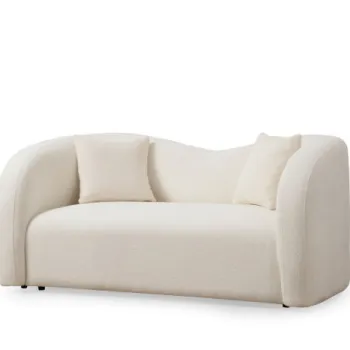 Canapea fixa ASOS, 2 locuri, crem, 170x76x75 cm imagine