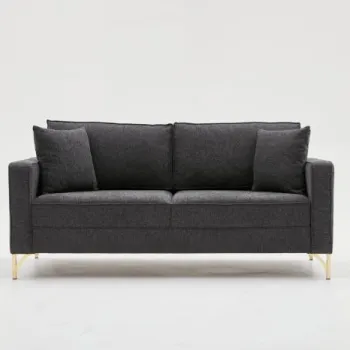 Canapea fixa BERLIN, 2 locuri, antracit + auriu, 180x91x83 cm imagine