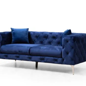 Canapea fixa COMO, 2 locuri, albastru marin, 197x90x70 cm imagine