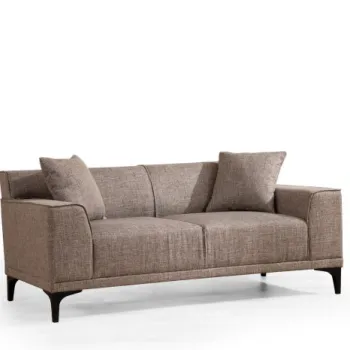 Canapea fixa PETRA, 2 locuri, cafeniu, 165x86x87 cm imagine