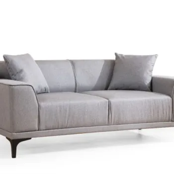 Canapea fixa PETRA, 2 locuri, gri deschis, 165x86x87 cm imagine