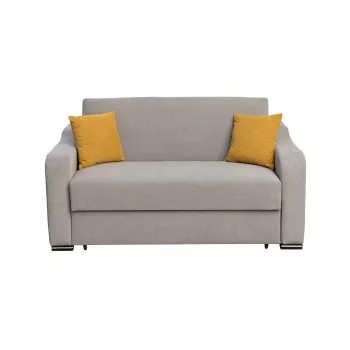 Canapea FRUNZA extensibila, 2 locuri, cu arcuri, lada depozitare, gri + mustar, 165x110x90 cm imagine