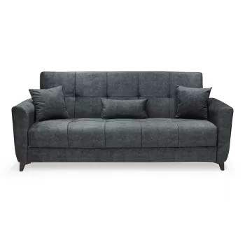 Canapea LEON extensibila, 3 locuri, cu arcuri si lada depozitare, gri, 224x90x95 cm imagine