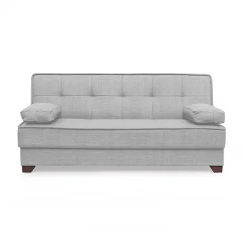 Canapea LEON II extensibila, 3 locuri, cu arcuri si lada depozitare, gri deschis, 190x82x88 cm imagine