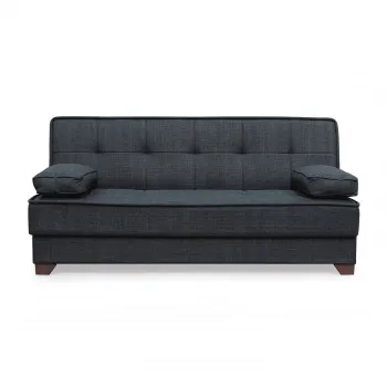 Canapea LEON II extensibila, 3 locuri, cu arcuri si lada depozitare, gri inchis, 190x82x88 cm imagine