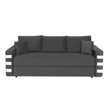 Canapea LIMA extensibila, 3 locuri, cu arcuri si lada depozitare, gri inchis + ornamente alb, 230x110x80 cm imagine