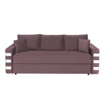 Canapea LIMA extensibila, 3 locuri, cu arcuri si lada depozitare, mov + ornamente alb, 230x110x80 cm imagine