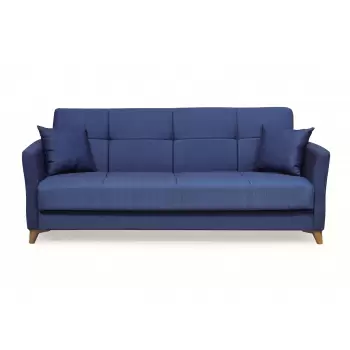 Canapea LOREN extensibila, 3 locuri, cu arcuri si lada depozitare, albastru, 203x85x85 cm imagine