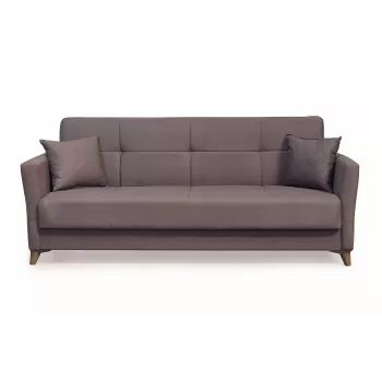 Canapea LOREN extensibila, 3 locuri, cu arcuri si lada depozitare, maro, 203x85x85 cm imagine