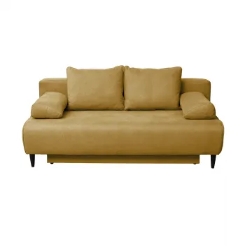 Canapea MARIA extensibila, 3 locuri, cu arcuri si lada depozitare, galben, 195x97x76 cm imagine