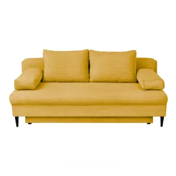 Canapea MILANO ONE extensibila, 3 locuri, cu arcuri si lada depozitare, galben, 200x95x95 cm imagine