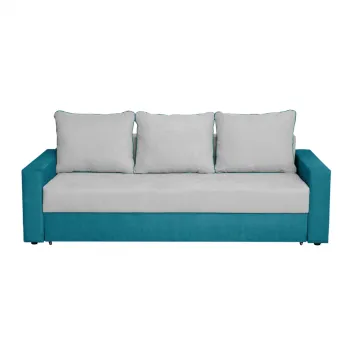 Canapea NICO II 3L extensibila, 3 locuri, cu arcuri si lada depozitare, albastru + gri deschis, 220x85x75 cm imagine